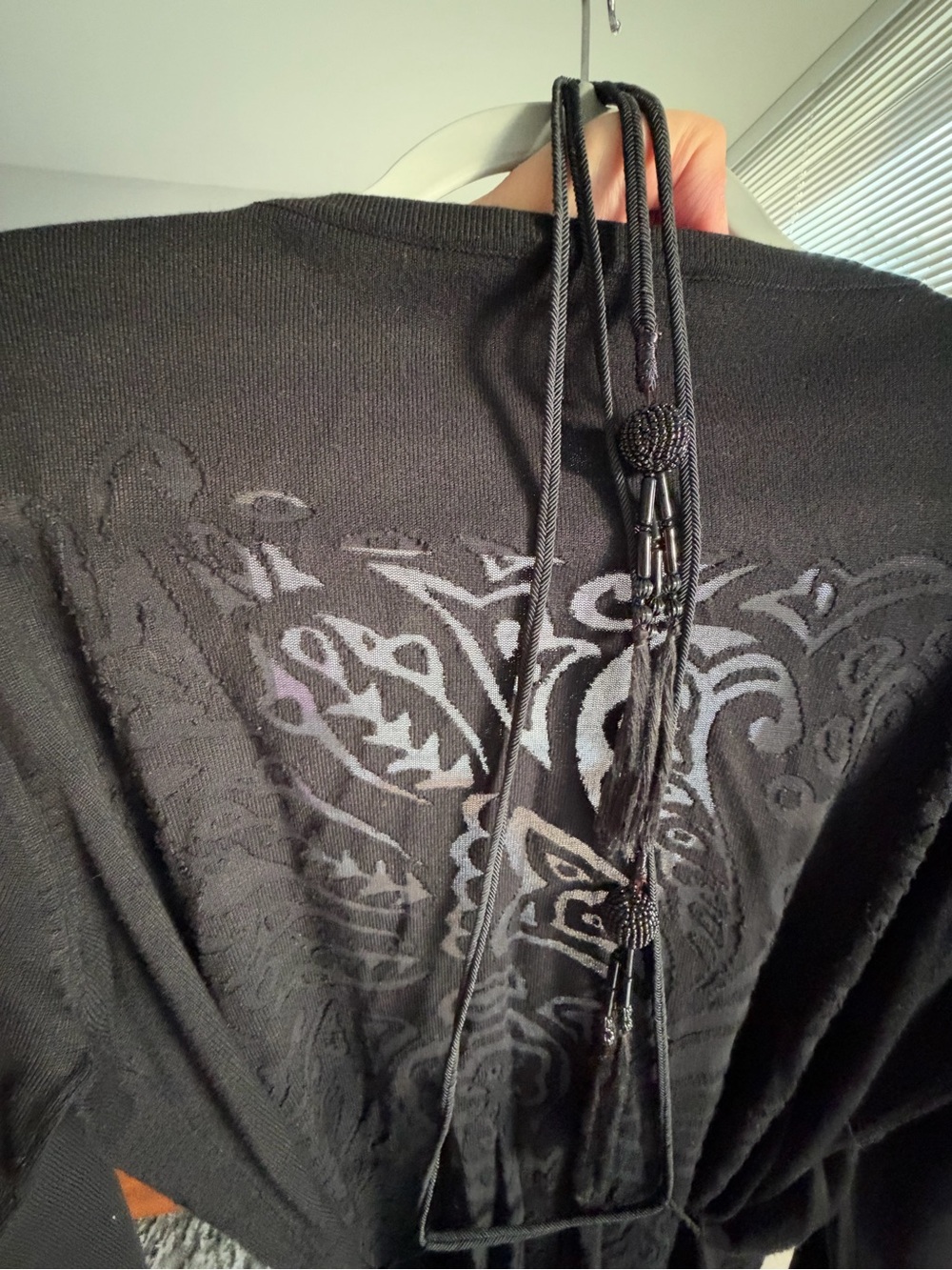 Tristan Black & Gold Wrap-Front Loungewear Cardigan - Picture 4 of 6